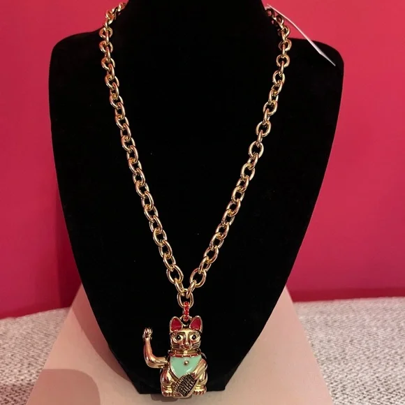 Betsey johnson - LUCKING OUT LUCKY CAT PENDANT NECKLACE RED NWT - Picture 5 of 10